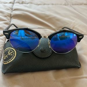 Ray-Ban women’s sunglasses; blue lenses; silver & black frame